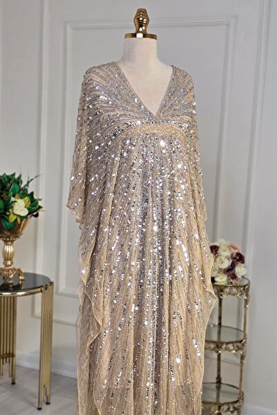 Yonca Moda Evi Bej İthal Abiye 1014