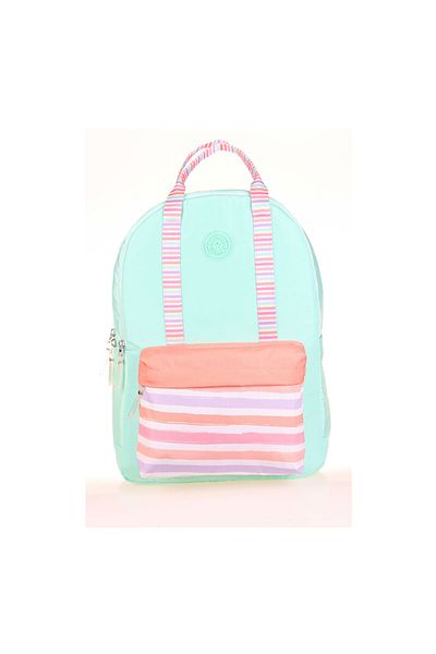 KAUKKO Mint Colored Double Stripe Backpack - K1767