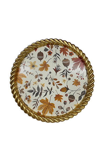 BYBKURUMSAL TvA صينية بلاستيكية مزخرفة فاخرة بإطار ذهبي - 46x46