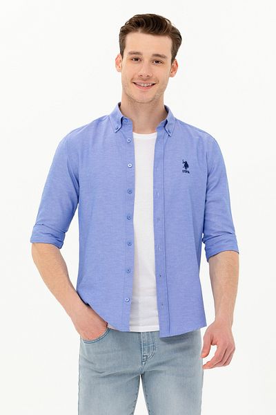 U.S. Polo Assn. Ανδρικό μπλε μακρυμάνικο πουκάμισο - Basic Model50262932-VR212