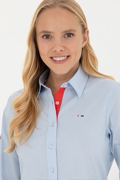 U.S. Polo Assn. Cămașă cu mânecă scurtă albastru deschis pentru femei 50264293 -vr003