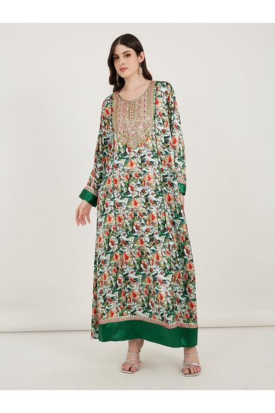 Maxim Creation By Styli All Over Print Kaftan Dress with Threadwork