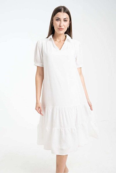 mica فستان قصير بأكمام سبعة أرباع