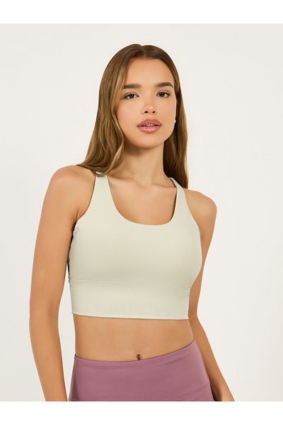 Styli Rib Textured Multi Cross Straps Medium Support Sports Bra