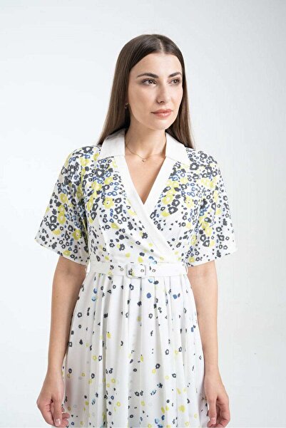 mica Midi Dress with Floral Print and Half Sleeves