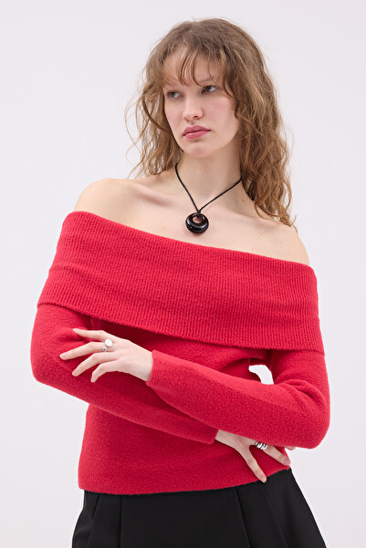 Addax Soft Textured Madonna Collar Knitwear Sweater K3383-B6