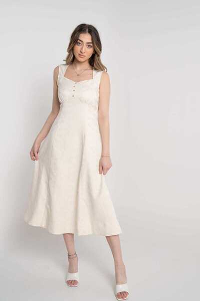 mica فستان ميدي بدون أكمام مع تفاصيل أزرار