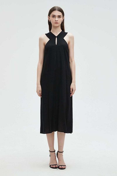 mica Sleeveless Plain Midi Dress for Women