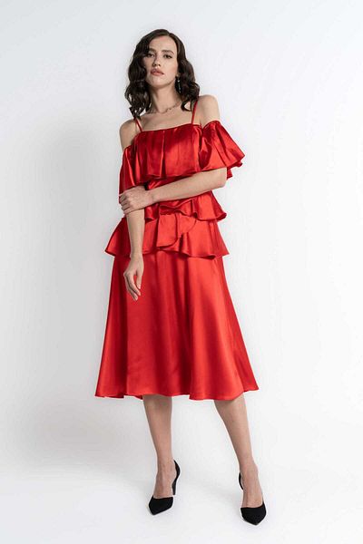 mica Soft Midi Dress with Straps