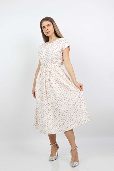 mica Short Sleeve Printed Midi Dress