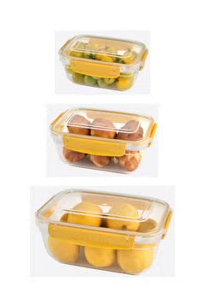 Dünya Plastic Food Container 3 Pcs Set 0.8- 1.4- 4 Liter