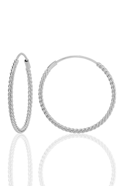 Söğütlü Silver Gümüş 26 mm sık burgu halka küpe SGTL12754RODAJ