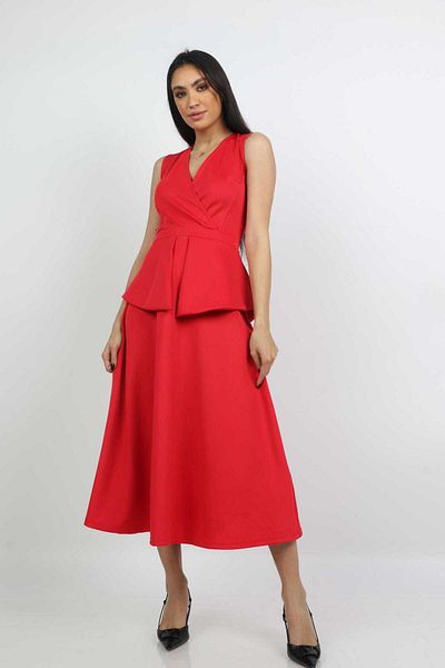 mica Crossover Bodice Midi Dress without Sleeves