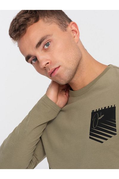 OMBRE Men's Olive Printed Longsleeve T-Shirt V2 OM-LSPT-0118 M