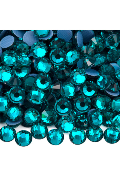 Gymo Premium Kalite Altı Düz Ütü İle Yapışan (Hotfix) Kristal Taş SS16 (3.8-4mm) Blue Zircon (720 Ad