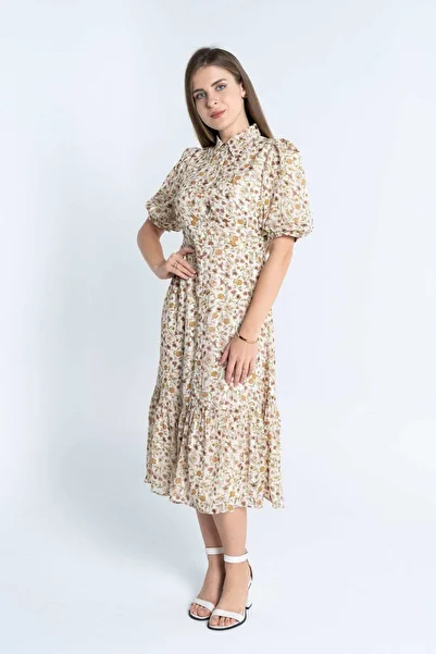 mica Mid-Length Fitted Dress with Half Collar