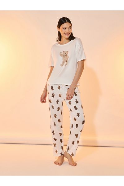 Styli Bear Print Short Sleeves T-Shirt & Pyjama Set