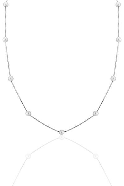 Söğütlü Silver Gümüş rodyumlu özel tasarım küp zincirli incili kolye SGTL12764RODAJ