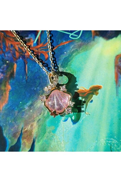 Reory Accessory Little Mermaid Holografik Midye Kolye - Mor
