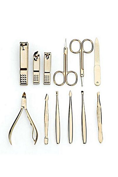 newnet Gold-212 Professional with Bag Stainless Steel Manicure&Pedicure Nail Set 12 Pieces Gold Color