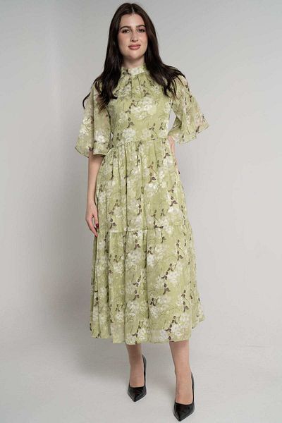 mica Floral Butterfly Sleeve Midi Dress for Women