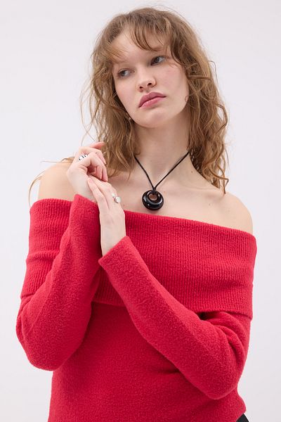 Addax Soft Textured Madonna Collar Knitwear Sweater K3383-B6