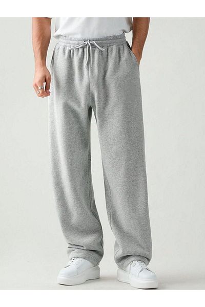 THE WHITE Men's Gray Straight Leg Large Size Raised Sweatpants