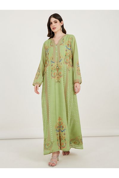 Maxim Creation By Styli Printed Georgette Kaftan with Studded Detail