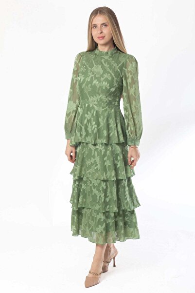 mica فستان ماكسي متعدد الطبقات مع قاع طويل للنساء