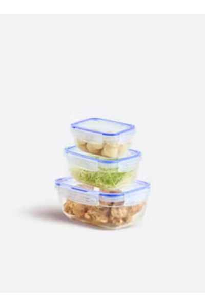 Dünya Plastic Food Container 3 Pcs Set 0.4-0.8-1.4 Liter