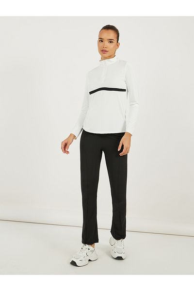 Styli Contrast Body Contour Stripe Half Zip Up Top