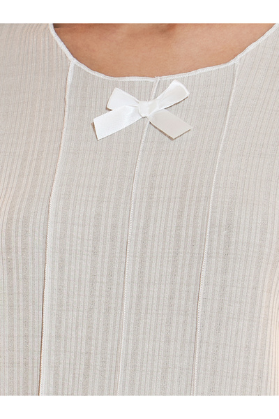 Take Two By Styli Textured Round Neck T-Shirt & Pyjama Set