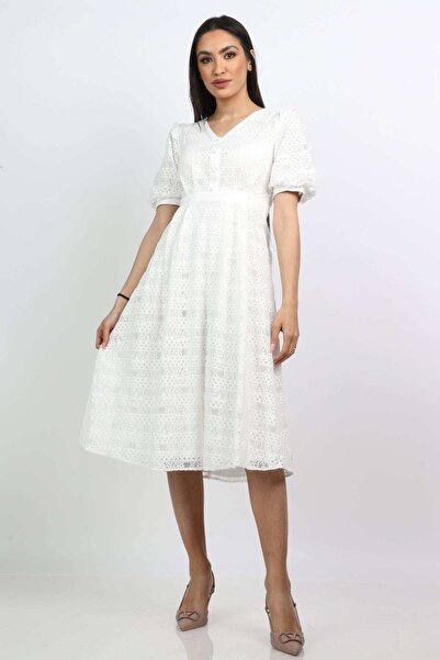 mica فستان ميدي بأكمام قصيرة