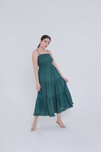 mica Midi Dress with Underneath Straps and Slim Fit