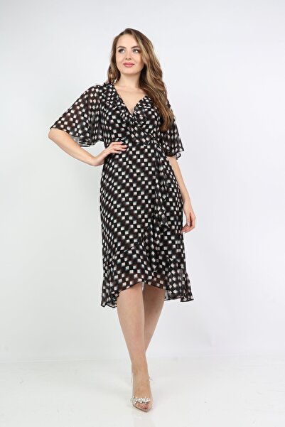 mica Midi Dress with Ruffle Half Sleeves and Butterfly Print