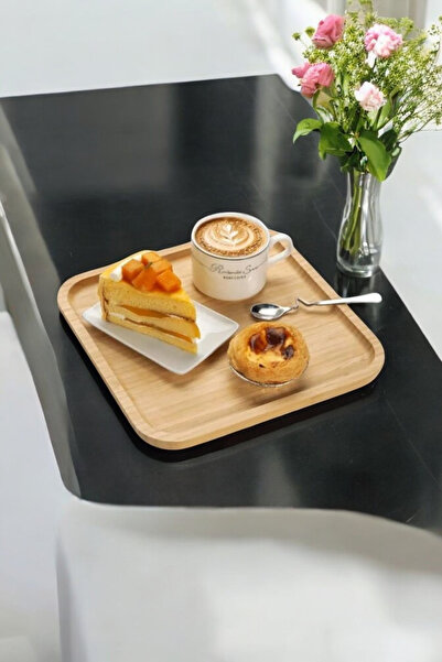 Sevinse Home 4 Pieces Bamboo Square Serving Plate, Presentation Set Plate (20X20 cm)
