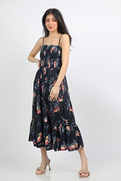 mica Mid-Length Flared Skirt Dress with Adjustable Straps