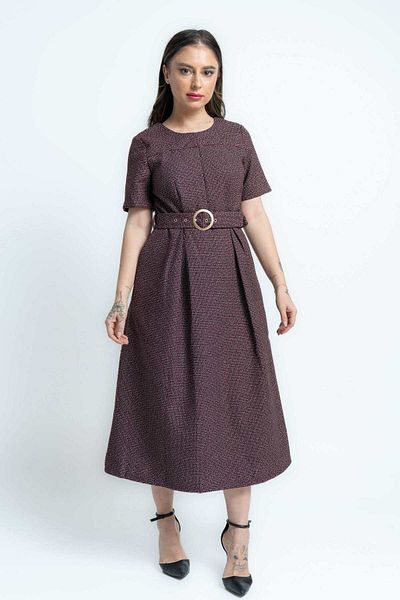 mica Short Sleeve Midi Dress with Ant Nest Embroidery