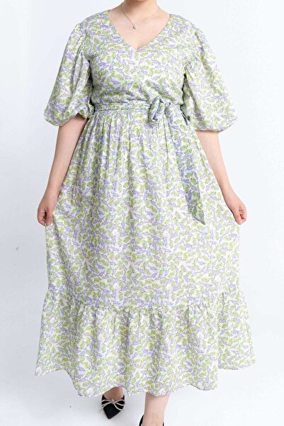mica Floral Print Short Sleeve Midi Dress
