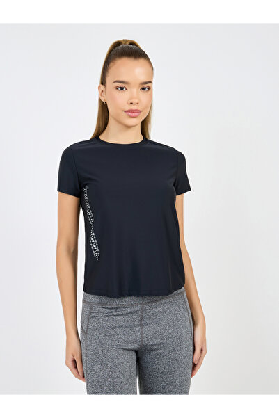 Styli Side Abstract Reflective Detail Short Sleeves Top