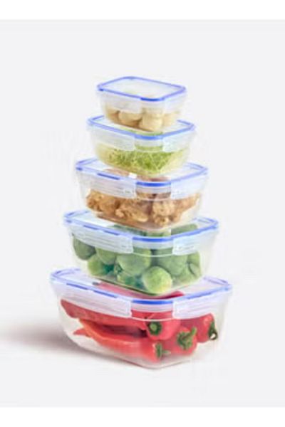 Dünya 5 Pcs Transparent Plastic Food Container Set