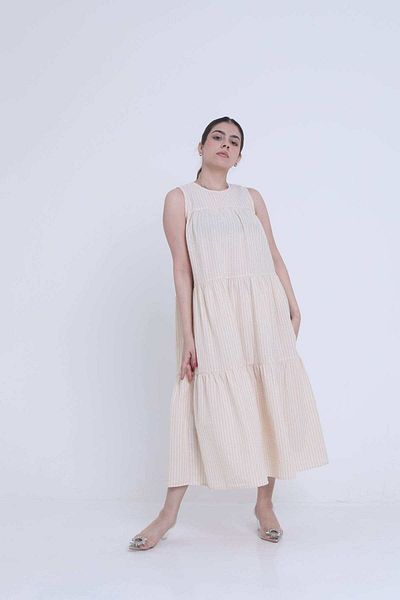mica Striped Midi Kloosh Dress without Sleeves