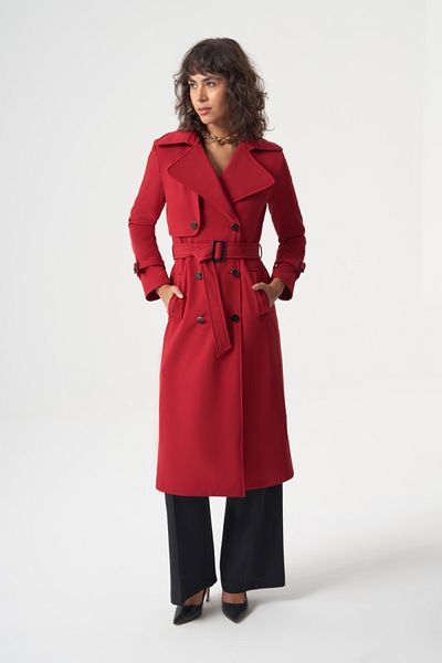 MZL Premium Red Long Trench Stamp Coat