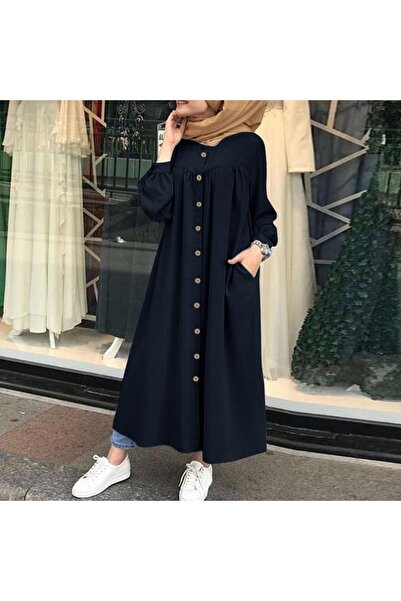 1tarz Günlük Mothermood Önü Düğmeli Tamboy Elbise