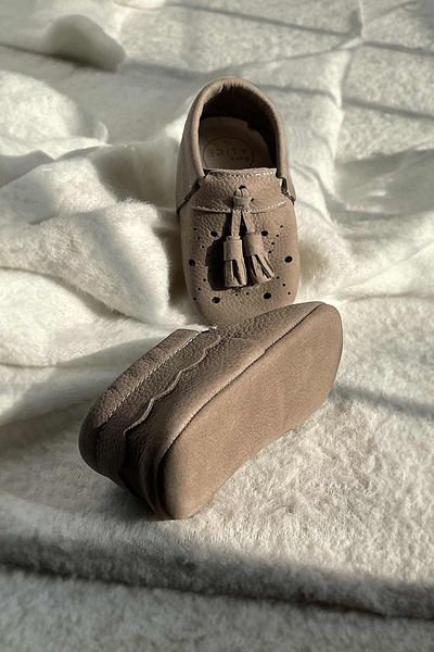 BRITY First Step Baby Shoes 100% Genuine Leather Tasseled Moccasin