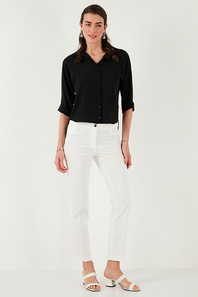 Lela Oversize Fit Front Short Back Long Three Quarter Sleeve Shirt Shirt 5866116