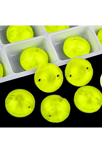 Gymo 8mm N04 Premium Quality Citrine Neon - Πέτρα Rivoli με επίπεδη τρύπα και λεπτομέρεια στήριξης (84 τεμάχια)