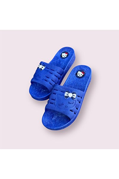 İpek Women's Navy Blue Hello Kity Patterned Non-Slip Sole Bathroom Toilet Balcony Home Daily Slippers