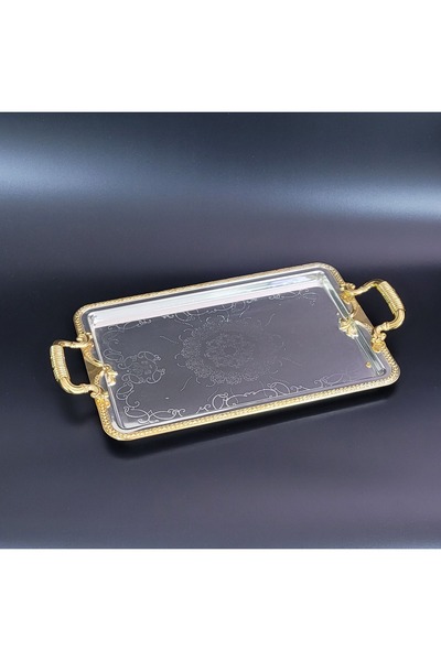 Alara Gümüş Gümüş Kaplama  Söz nişan ve kahve tepsisi Orta boy dikdörtgen