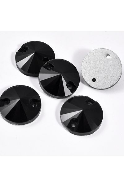 Gymo Premium 8mm Επίπεδη Τρύπα Κρυστάλλινη Πέτρα - Rivoli P02 Μαύρο (84 τεμάχια)